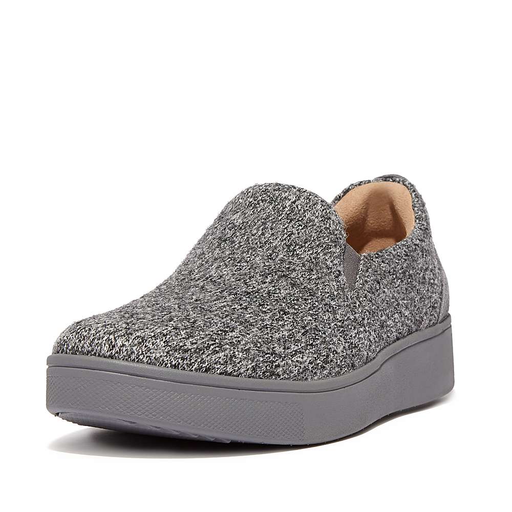 Grey Women's Fitflop RALLY E01 Merino Wool-Mix Skate Sneakers | WM7659423