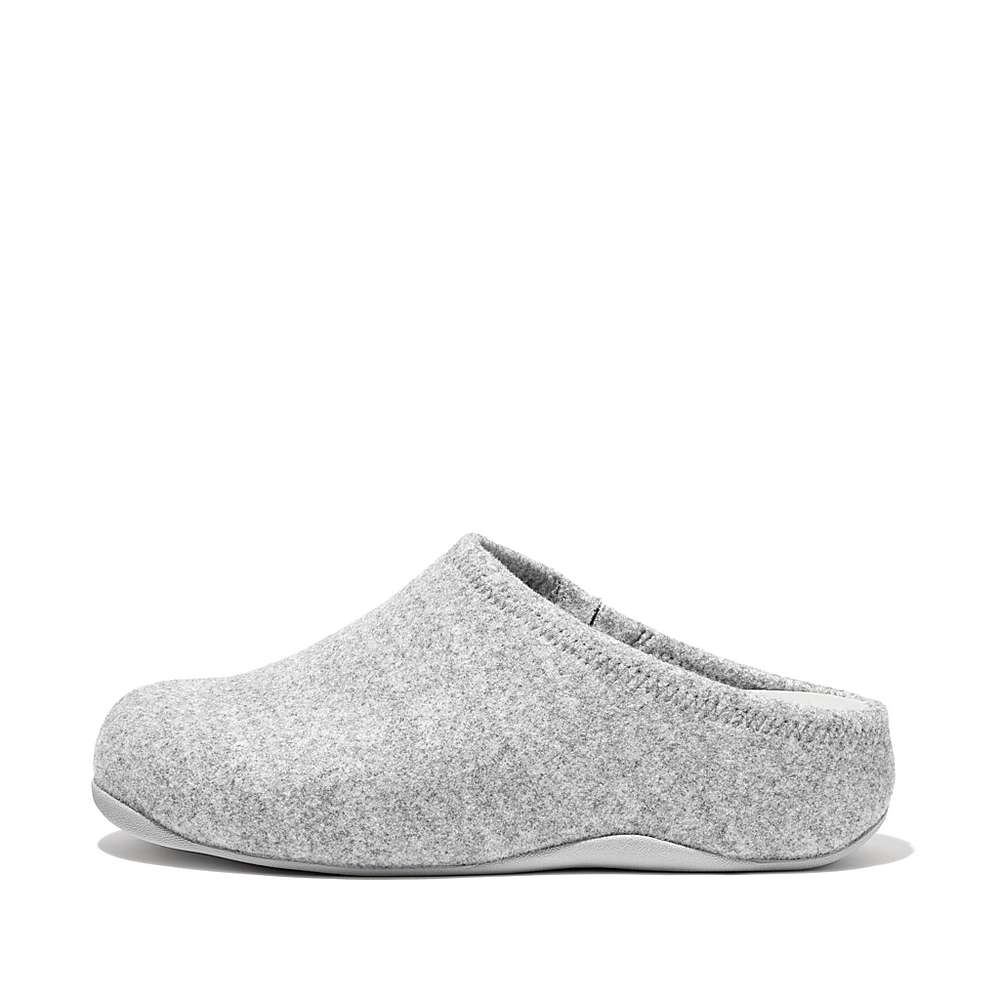 Grey Women\'s Fitflop SHUV Cushy Felt Clog Slippers | AY1386420