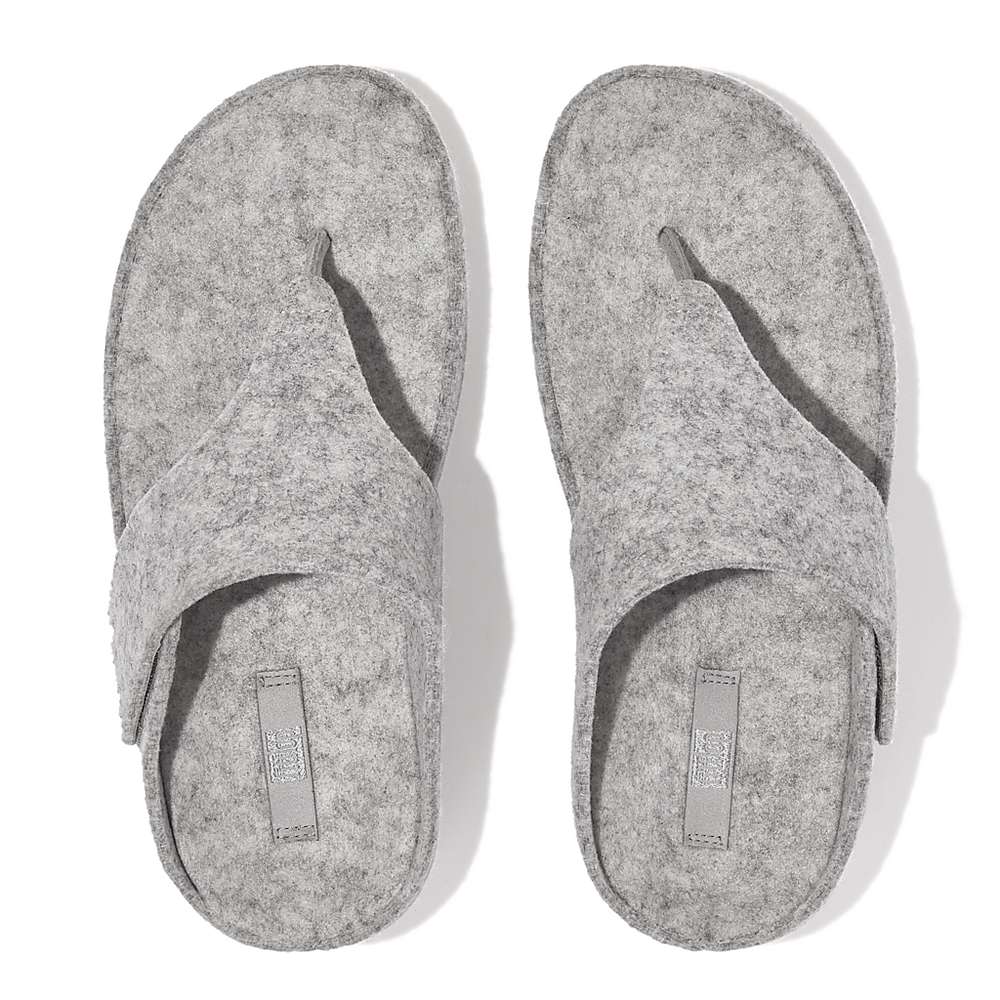 Grey Women's Fitflop SHUV E01 Adjustable Felt Toe-Post Sandals | KZ4380127