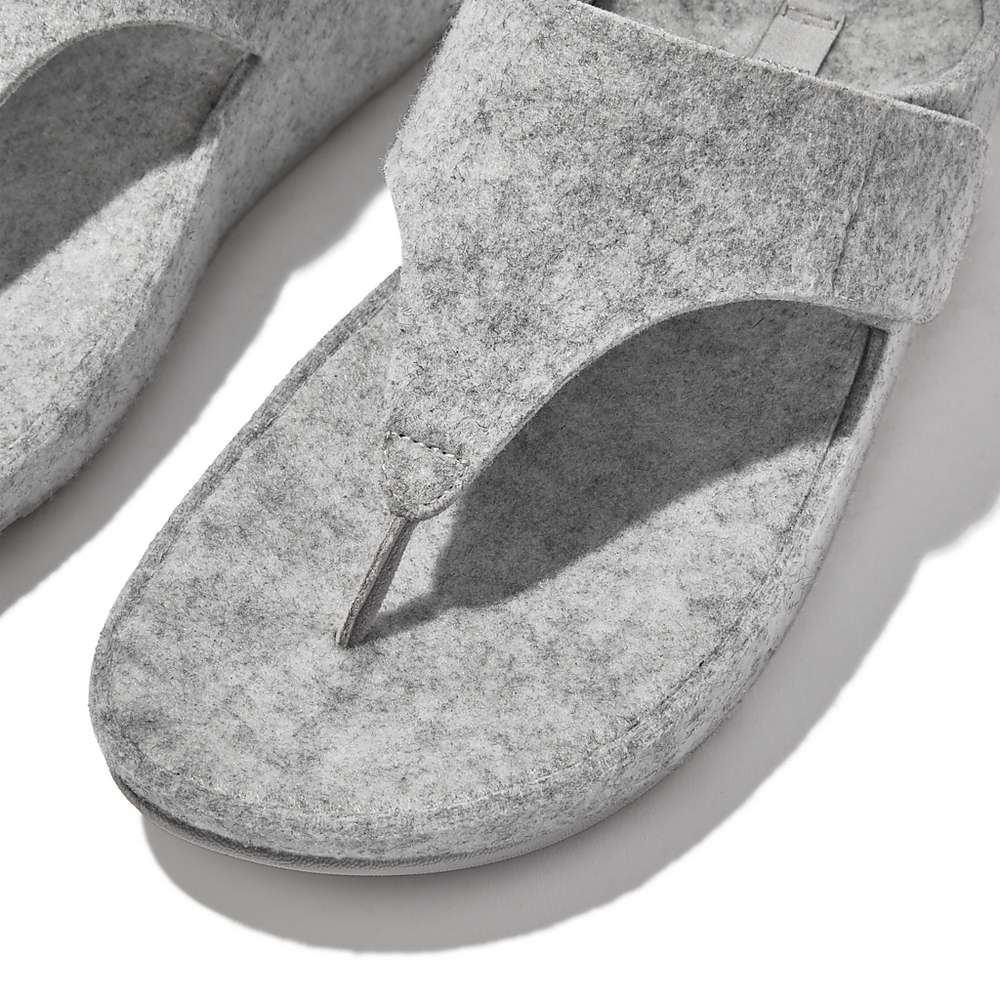 Grey Women's Fitflop SHUV E01 Adjustable Felt Toe-Post Sandals | KZ4380127