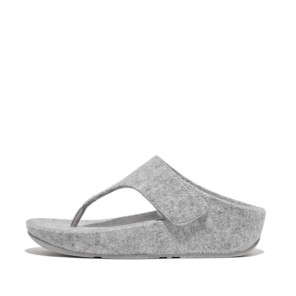 Grey Women\'s Fitflop SHUV E01 Adjustable Felt Toe-Post Sandals | KZ4380127