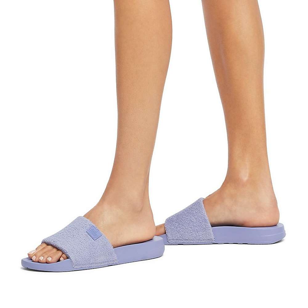 Lavender Women's Fitflop IQUSHION Towelling Slides | KP3467801