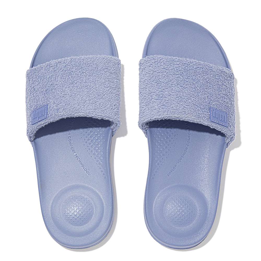 Lavender Women's Fitflop IQUSHION Towelling Slides | KP3467801