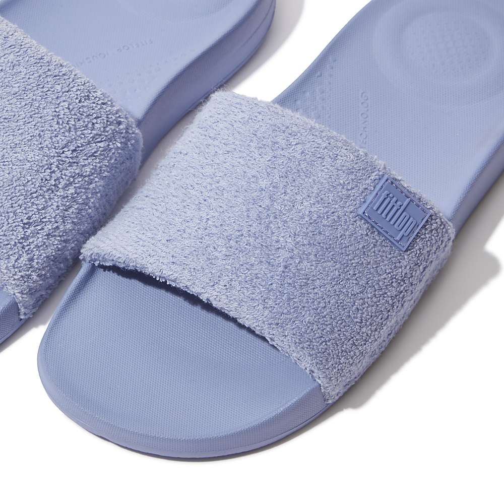 Lavender Women's Fitflop IQUSHION Towelling Slides | KP3467801