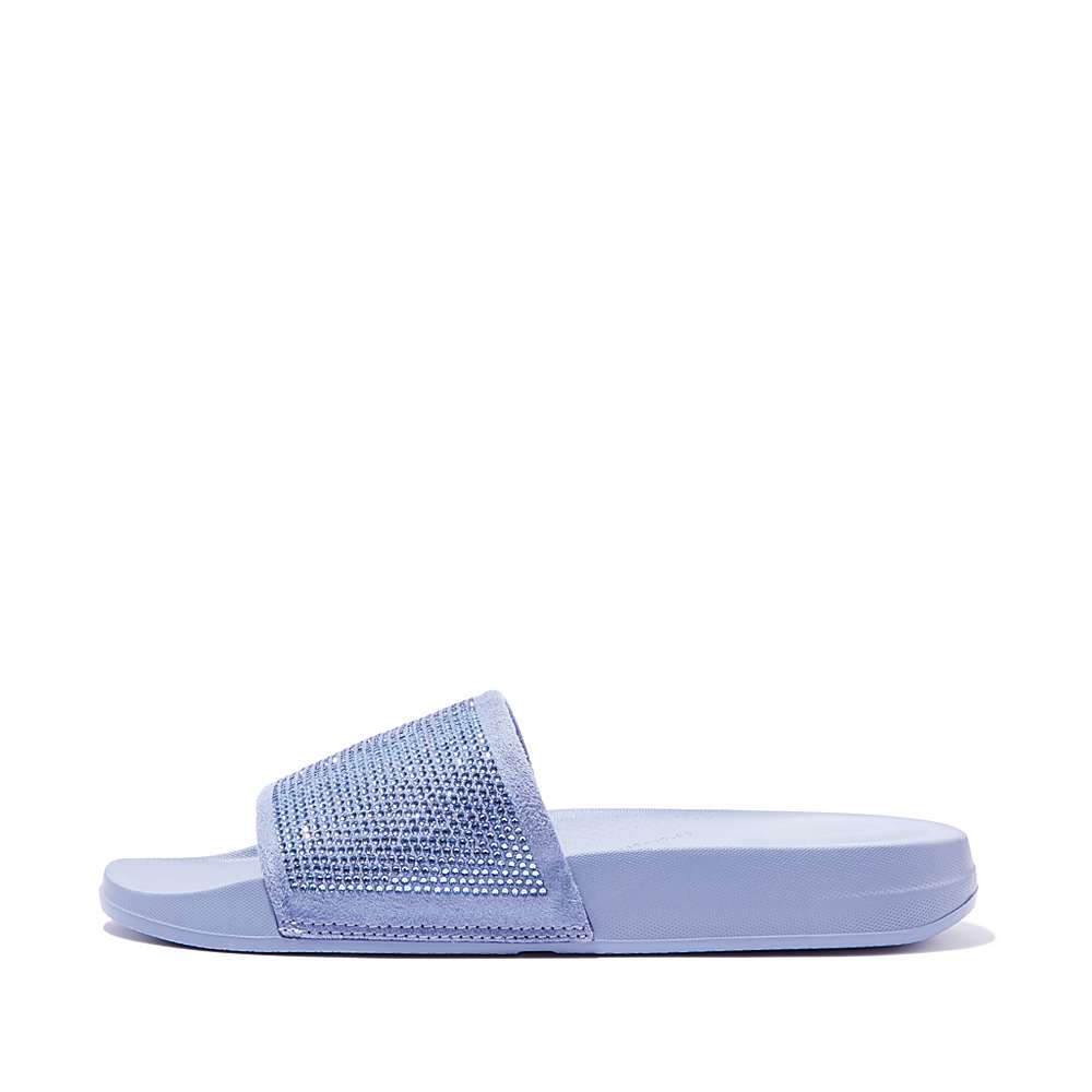 Lavender Women\'s Fitflop IQUSHION Water-Resistant Crystal Slides | SP7954326