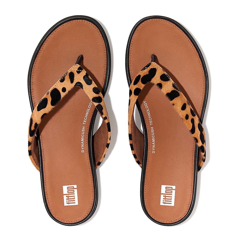 Leopard Women's Fitflop GRACIE Leopard-Print Leather Flip Flops | ST7296153