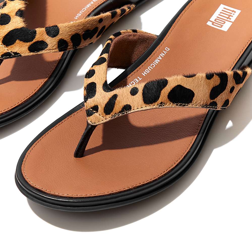 Leopard Women's Fitflop GRACIE Leopard-Print Leather Flip Flops | ST7296153