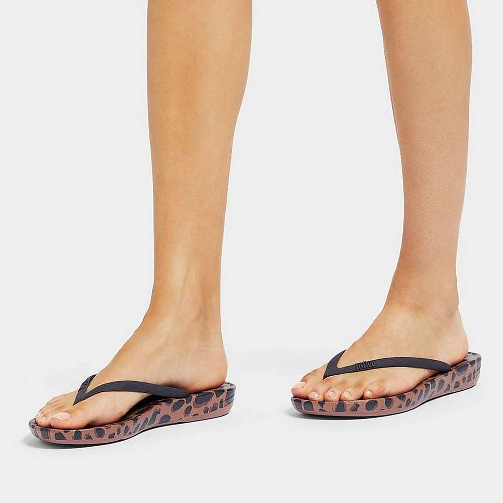 Leopard Women's Fitflop IQUSHION Leopard-Print Flip Flops | RS7940185