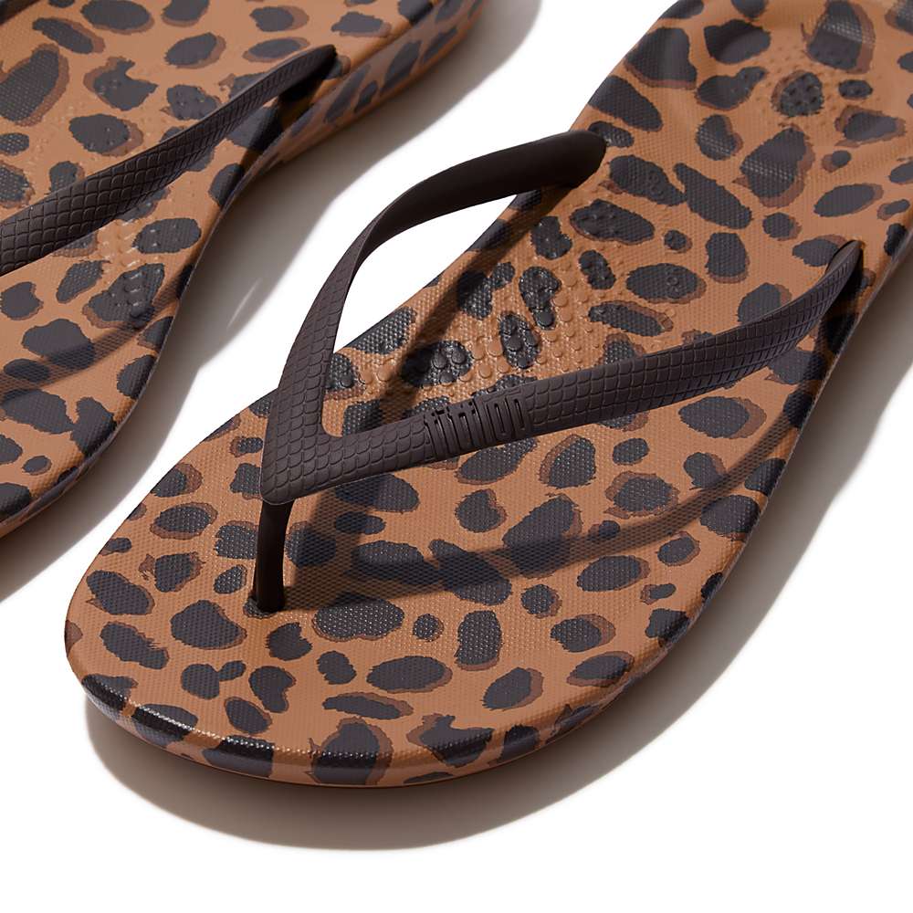 Leopard Women's Fitflop IQUSHION Leopard-Print Flip Flops | RS7940185