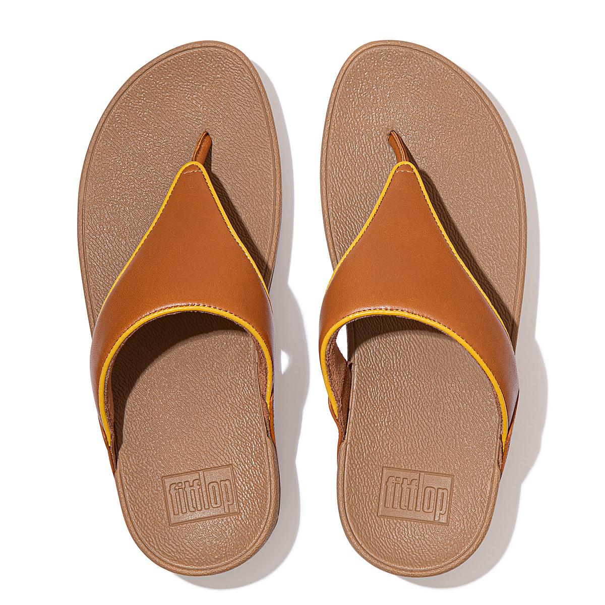 Light Brown/Orange Yellow Women's Fitflop LULU Pop Binding Leather Sandals Sandals | EZ0619475