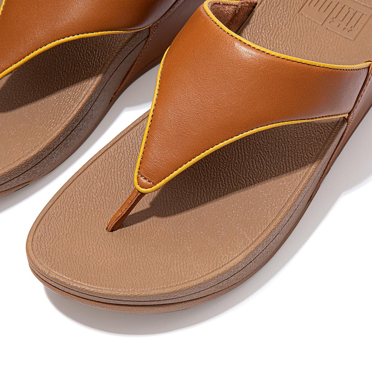 Light Brown/Orange Yellow Women's Fitflop LULU Pop Binding Leather Sandals Sandals | EZ0619475