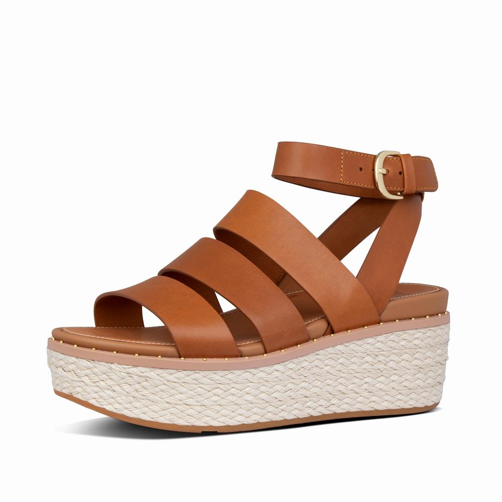 Light Brown Women's Fitflop ELOISE Espadrille Wedge Sandals | OB7283140