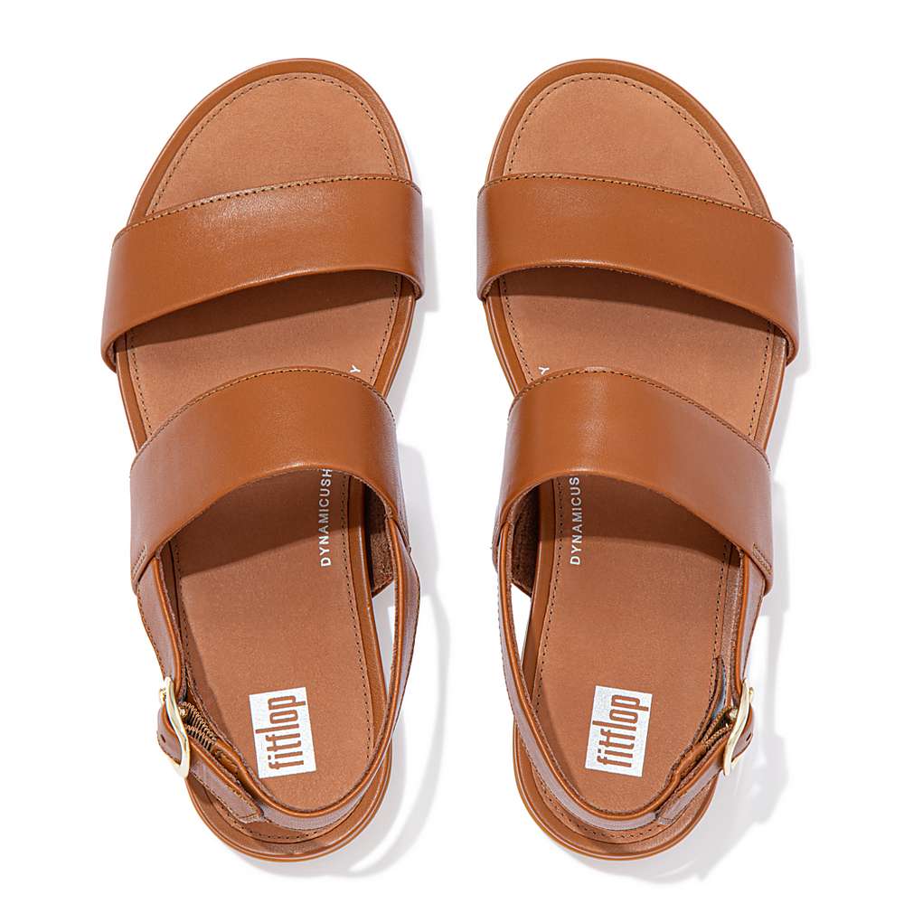 Light Brown Women's Fitflop GRACIE Leather Back-Strap Sandals | QD0398457