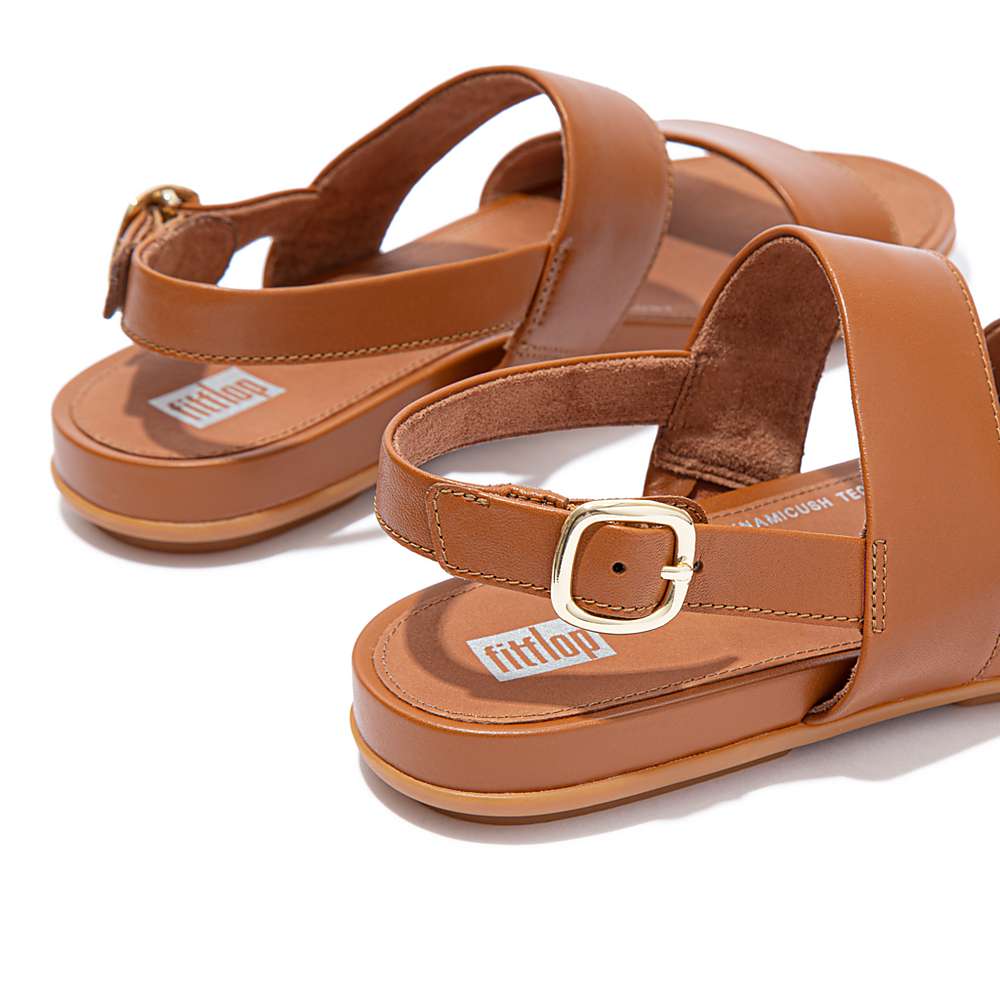 Light Brown Women's Fitflop GRACIE Leather Back-Strap Sandals | QD0398457