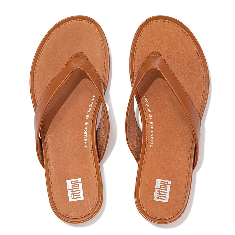 Light Brown Women's Fitflop GRACIE Leather Flip Flops | SP6512708