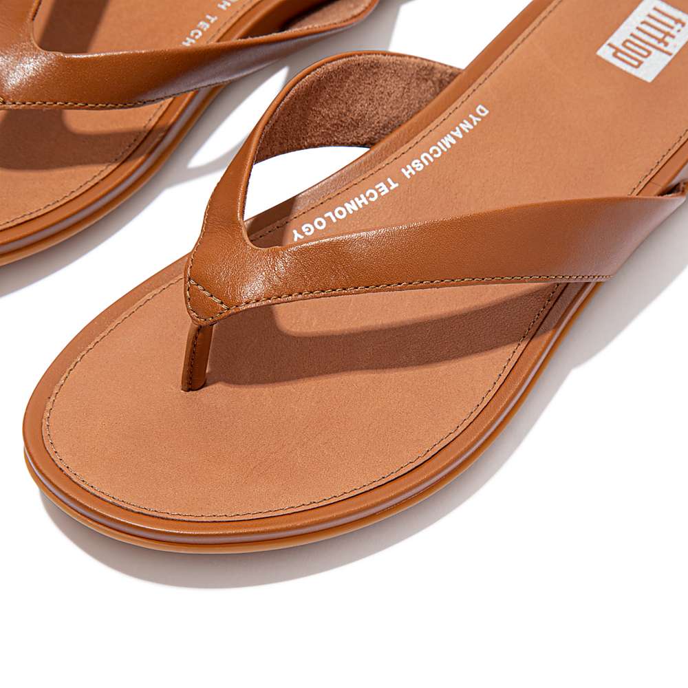 Light Brown Women's Fitflop GRACIE Leather Flip Flops | SP6512708