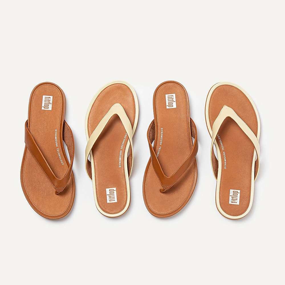 Light Brown Women's Fitflop GRACIE Leather Flip Flops | SP6512708