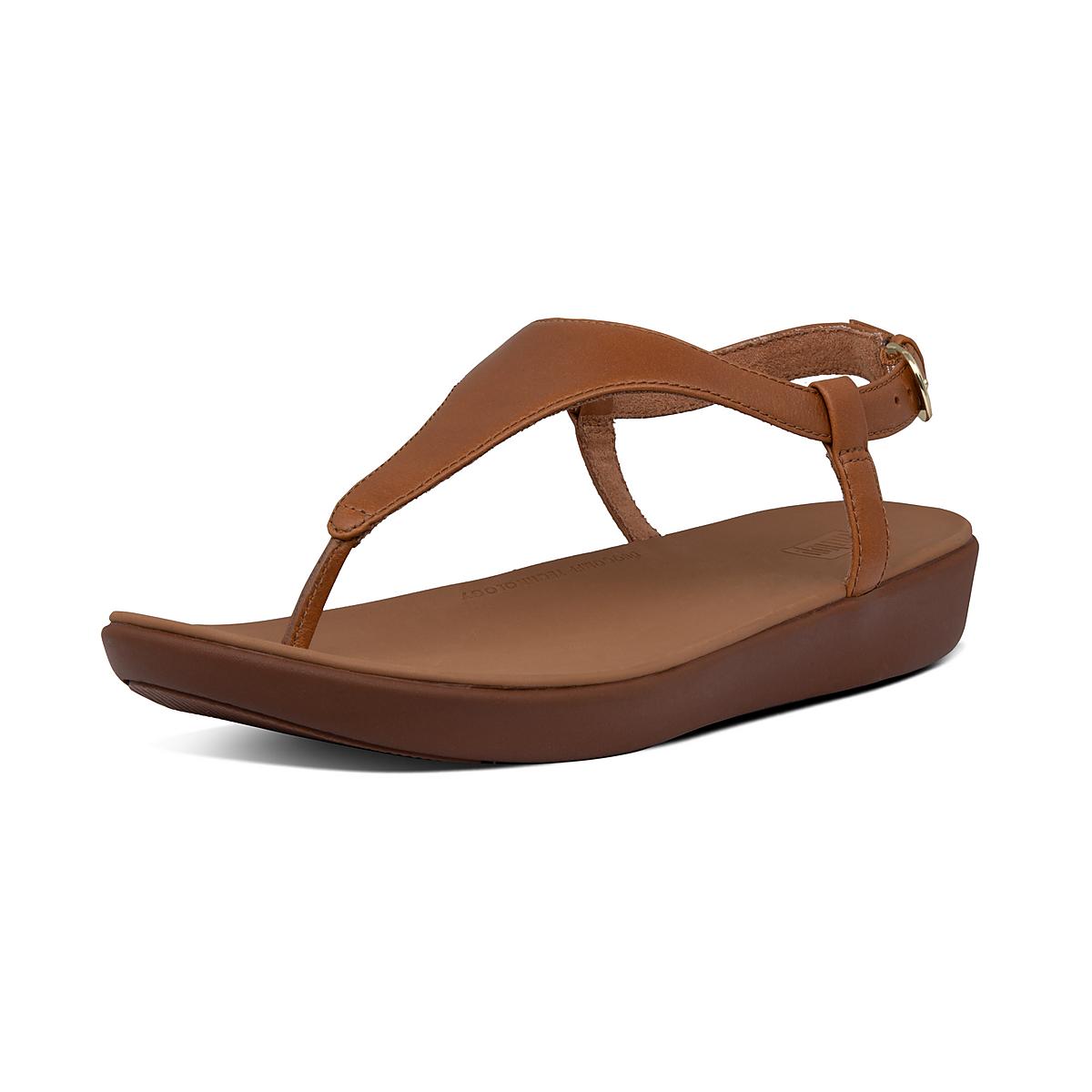 Light Brown Women's Fitflop LAINEY Leather Back-Strap Sandals | EA8602713