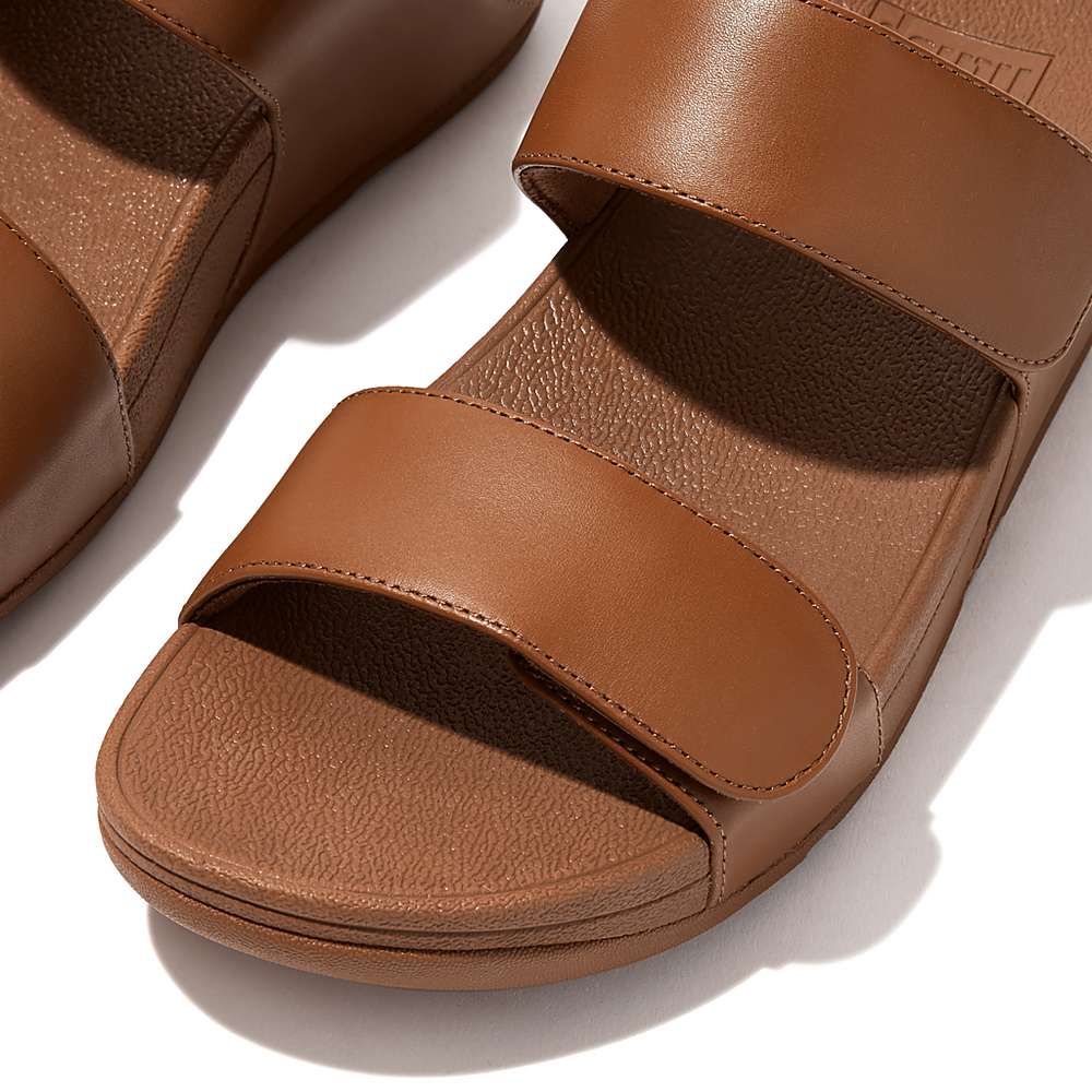 Light Brown Women's Fitflop LULU Adjustable Leather Sandals | TN9367158