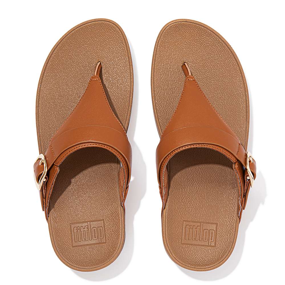 Light Brown Women's Fitflop LULU Adjustable Leather Toe-Posts Sandals | YJ1374802