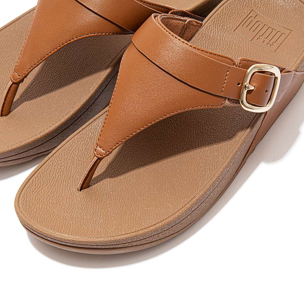 Light Brown Women's Fitflop LULU Adjustable Leather Toe-Posts Sandals | YJ1374802