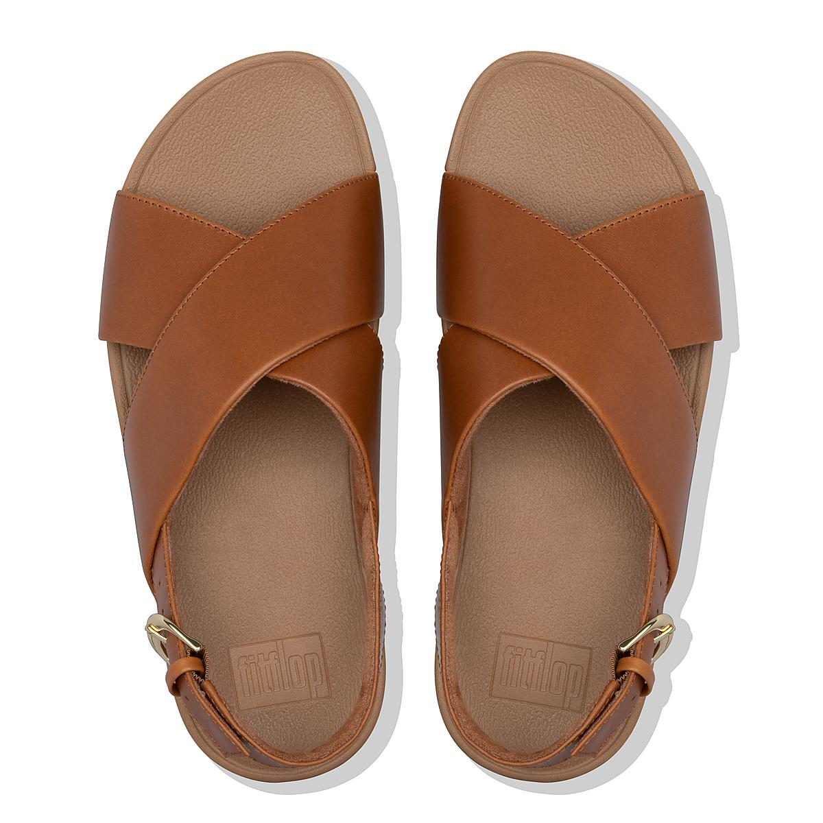 Light Brown Women's Fitflop LULU Leather Back-Strap Sandals | NV4061397