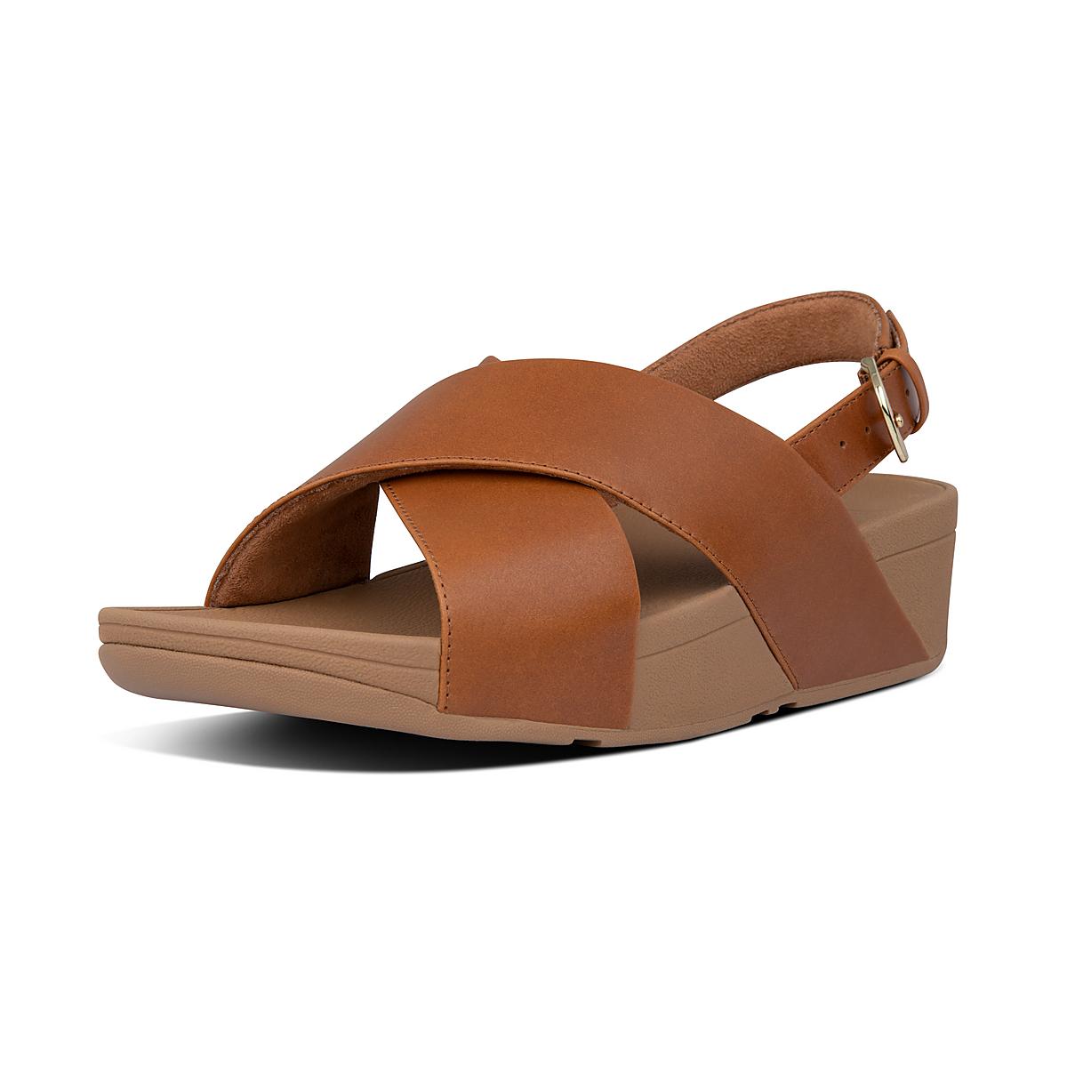 Light Brown Women's Fitflop LULU Leather Back-Strap Sandals | NV4061397