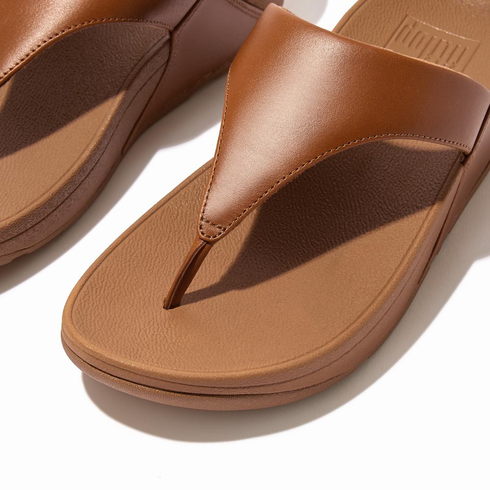 Light Brown Women's Fitflop LULU Leather Toe-Post Sandals | SP2476503