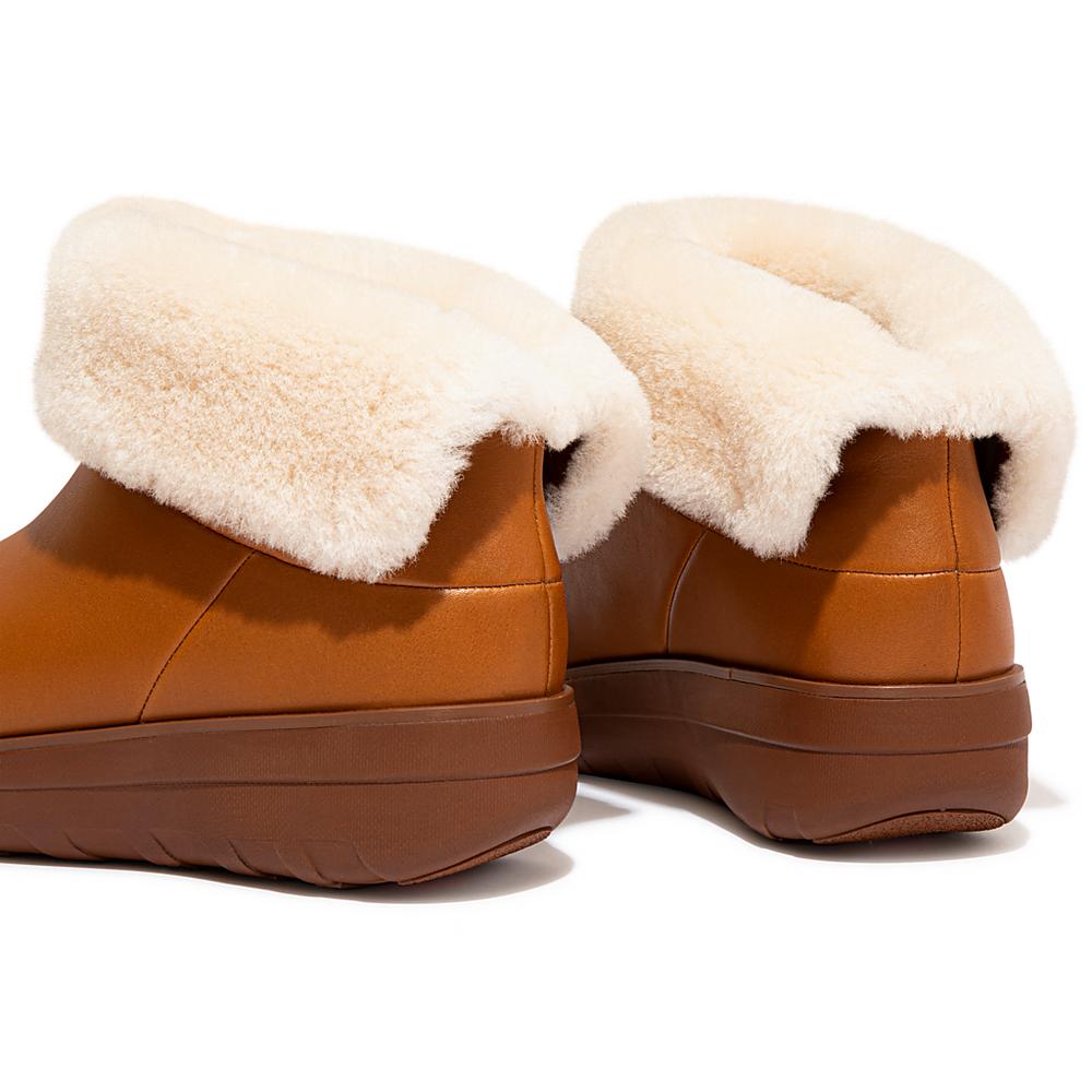 Light Brown Women's Fitflop MUKLUK SHORTY Waterproof Shearling-Lined Ankle Boots | YR8976305