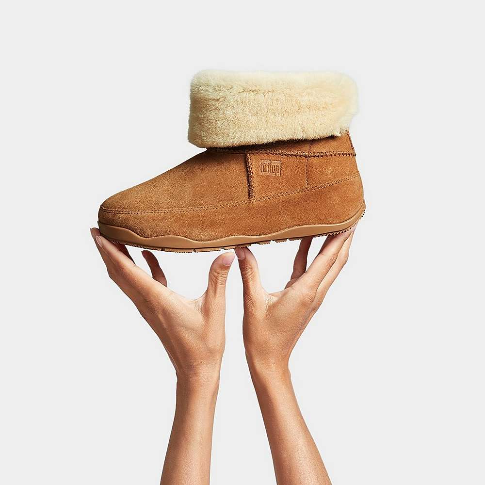 Light Brown Women's Fitflop Original MUKLUK SHORTY Double-Faced Shearling Ankle Boots | KM6734180