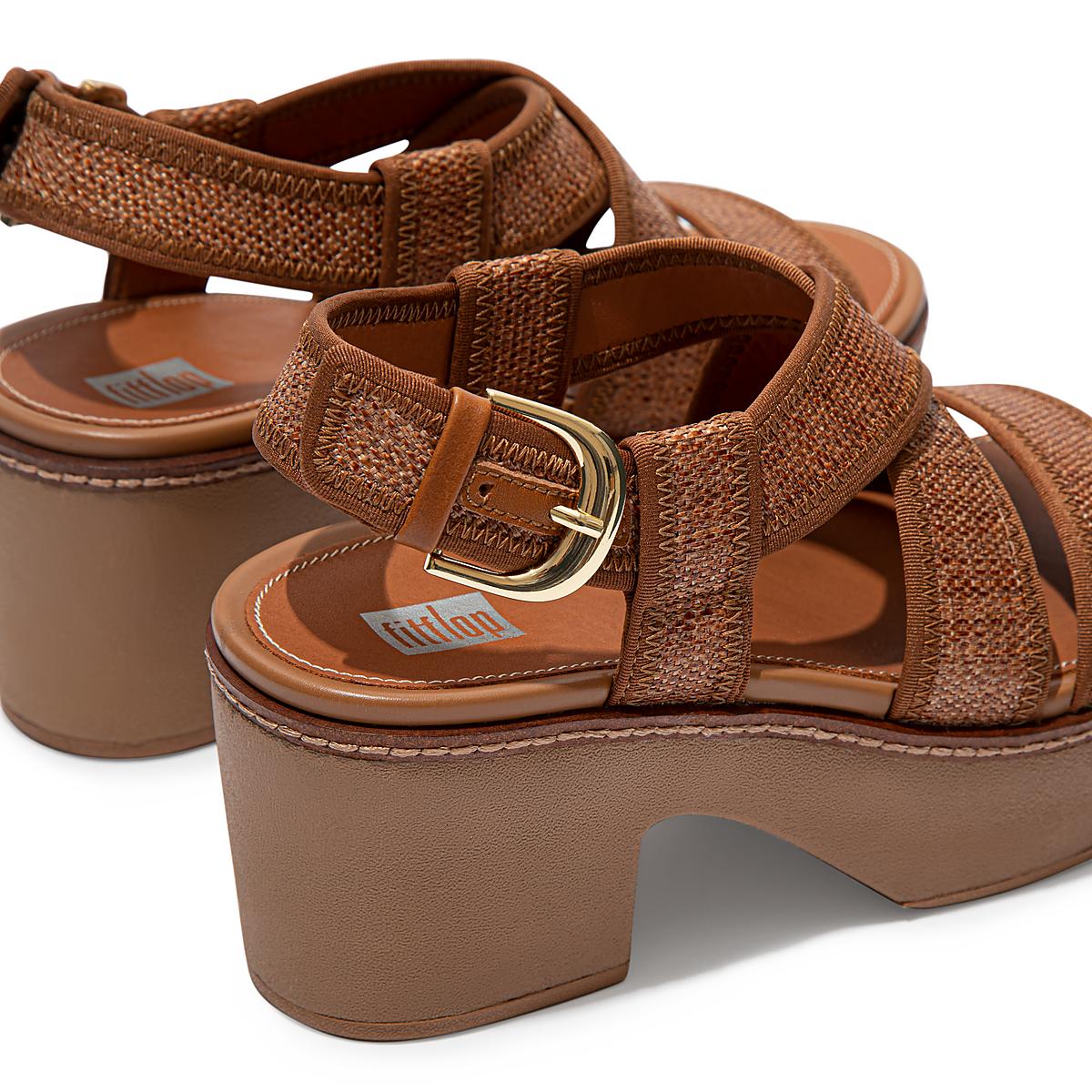 Light Brown Women's Fitflop PILAR Woven Back-Strap Platform Sandals | YD4165907