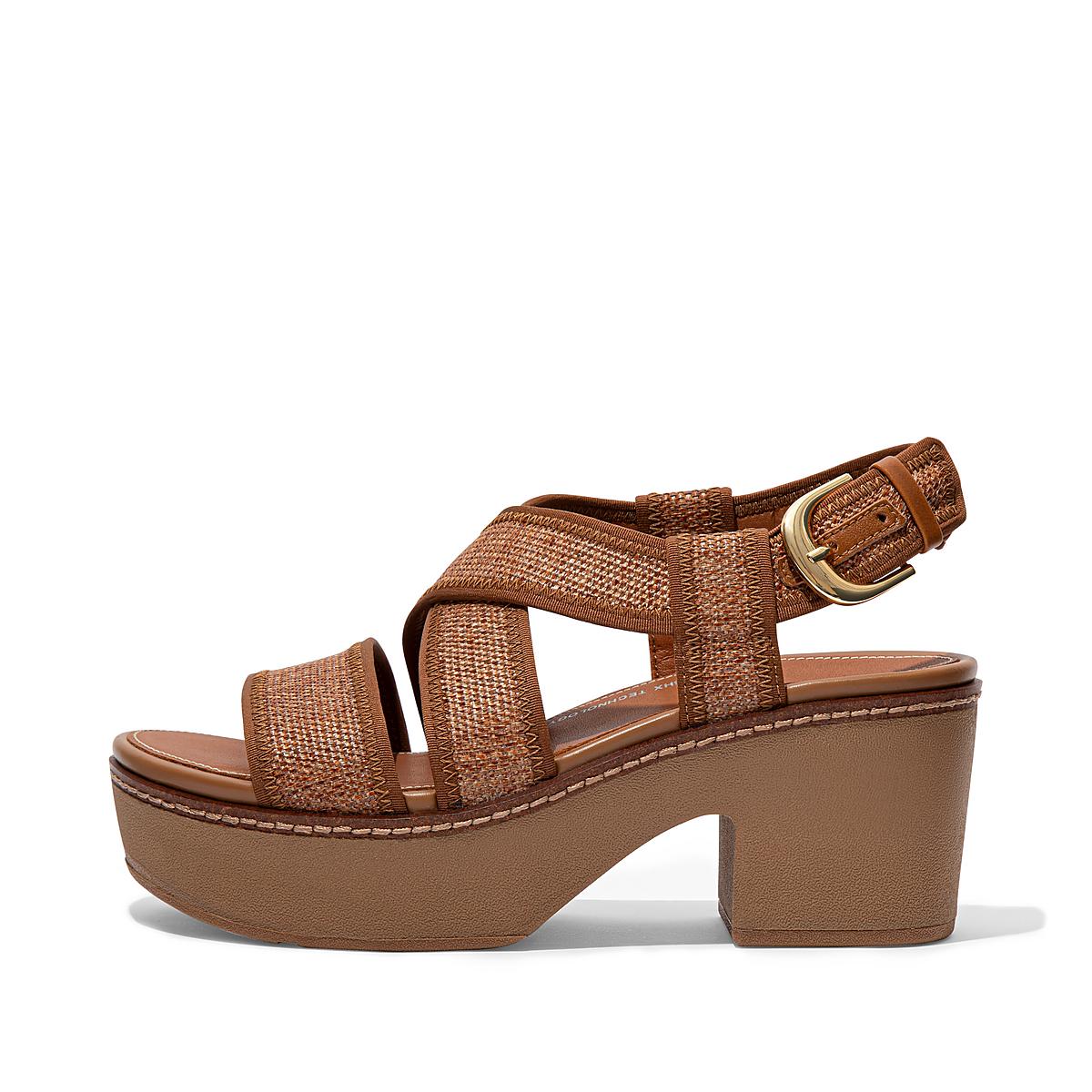 Light Brown Women\'s Fitflop PILAR Woven Back-Strap Platform Sandals | YD4165907