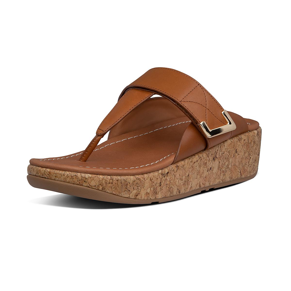 Light Brown Women's Fitflop REMI Adjustable Leather Sandals | RJ6830945