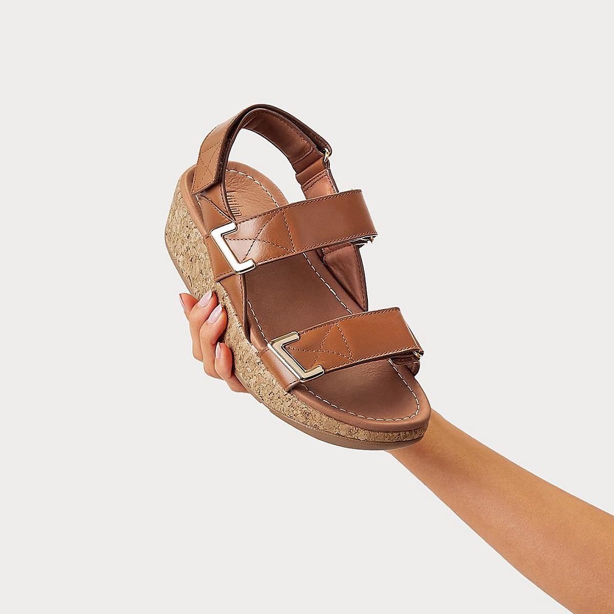 Light Brown Women's Fitflop REMI Adjustable Leather Sandals | TC8301962