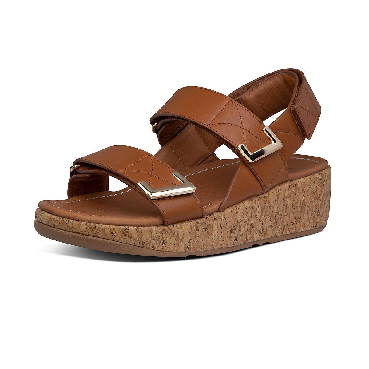 Light Brown Women's Fitflop REMI Adjustable Leather Sandals | TC8301962