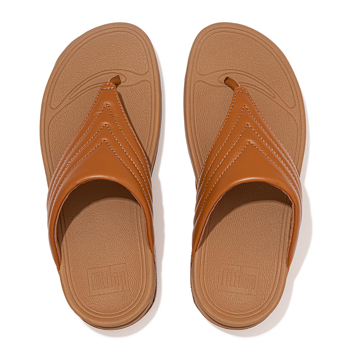 Light Brown Women's Fitflop WALKSTAR Leather Toe-Post Sandals | NP2183754