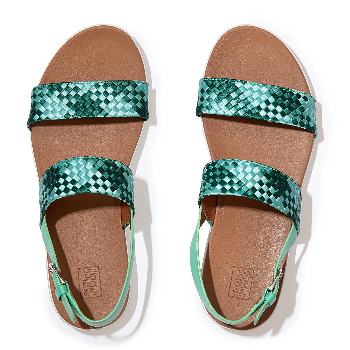 Mint Green Women's Fitflop BARRA Silky Weave Back-Strap Sandals | MX9065183