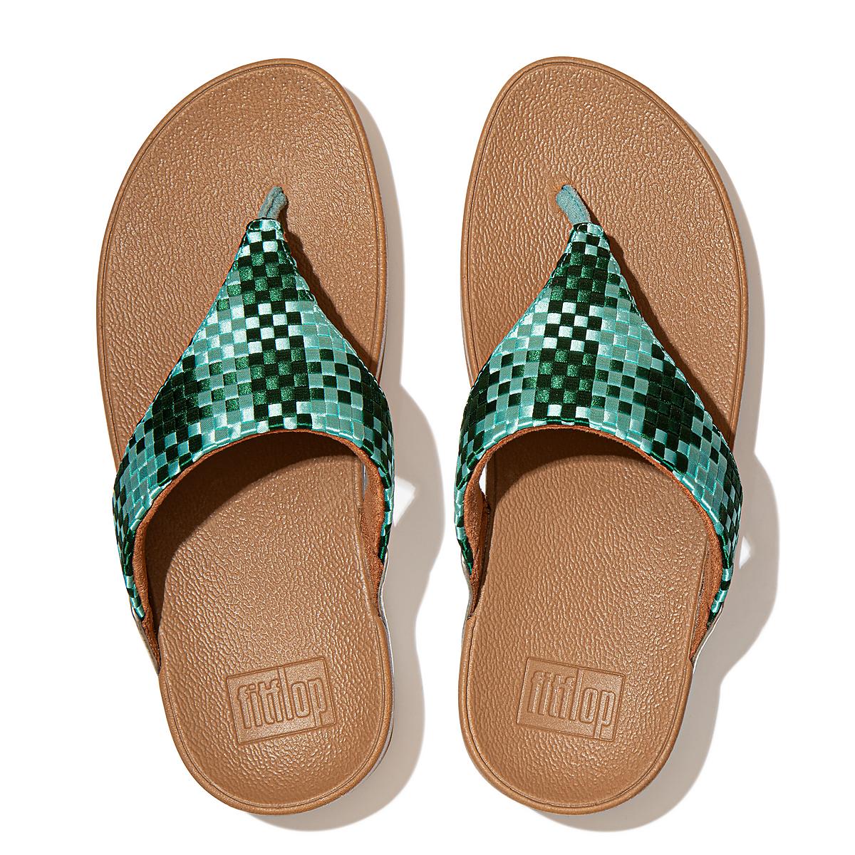 Mint Green Women's Fitflop LULU Silky Weave Toe-Post Sandals | CA8520419