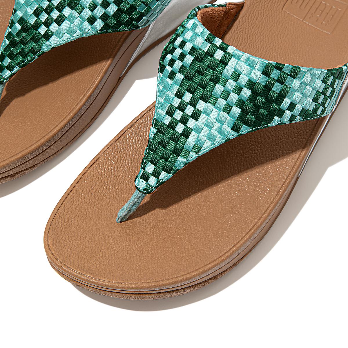 Mint Green Women's Fitflop LULU Silky Weave Toe-Post Sandals | CA8520419