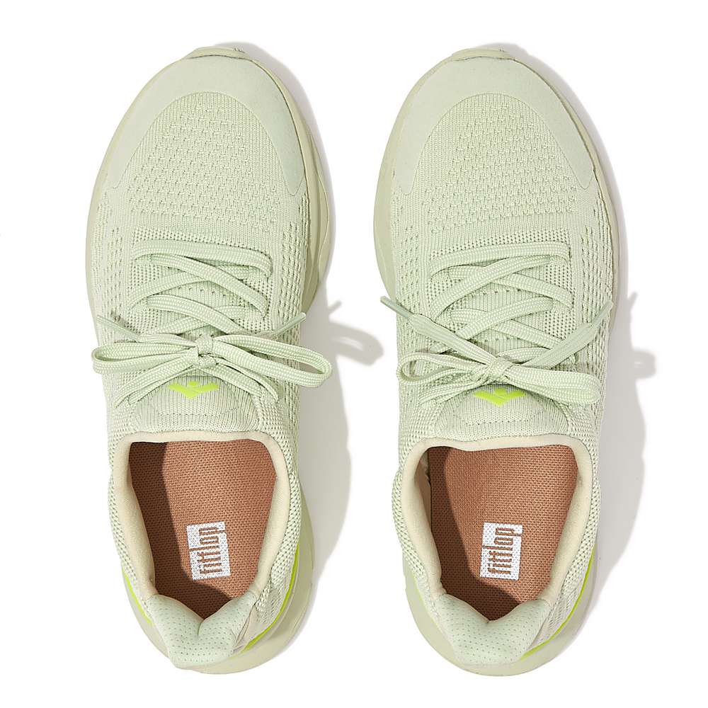 Mint/Yellow Women's Fitflop VITAMIN FFX Colour Pop Knit Sports Sneakers | DV3894652