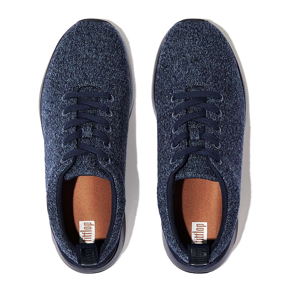 Navy Men's Fitflop FLEXKNIT E01 Merino Wool-Mix Sneakers | HS8145670