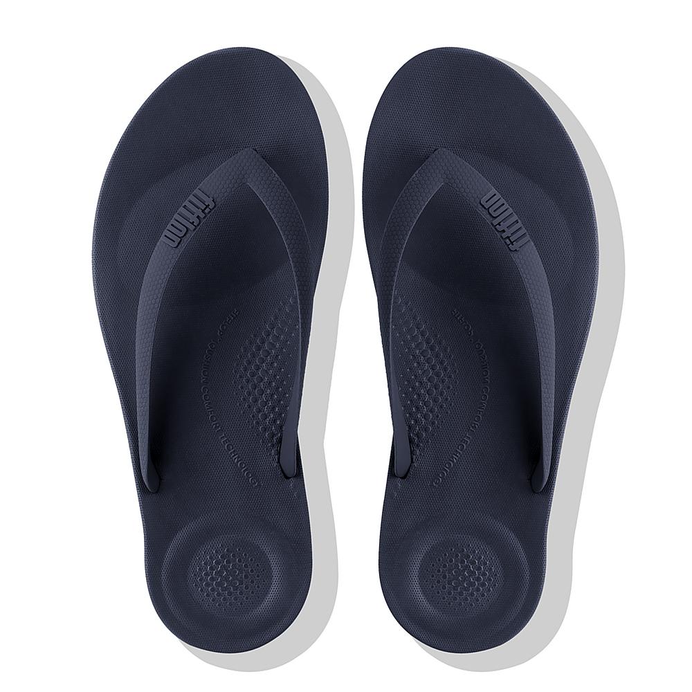 Navy Men's Fitflop IQUSHION Ergonomic Flip Flops | VQ5926870