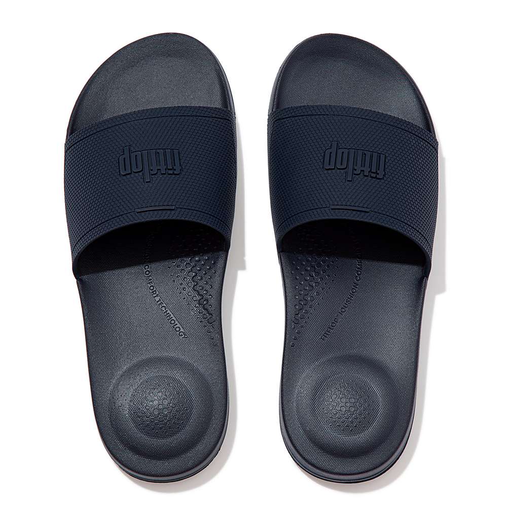 Navy Men's Fitflop IQUSHION Pool Slides | QE0813294