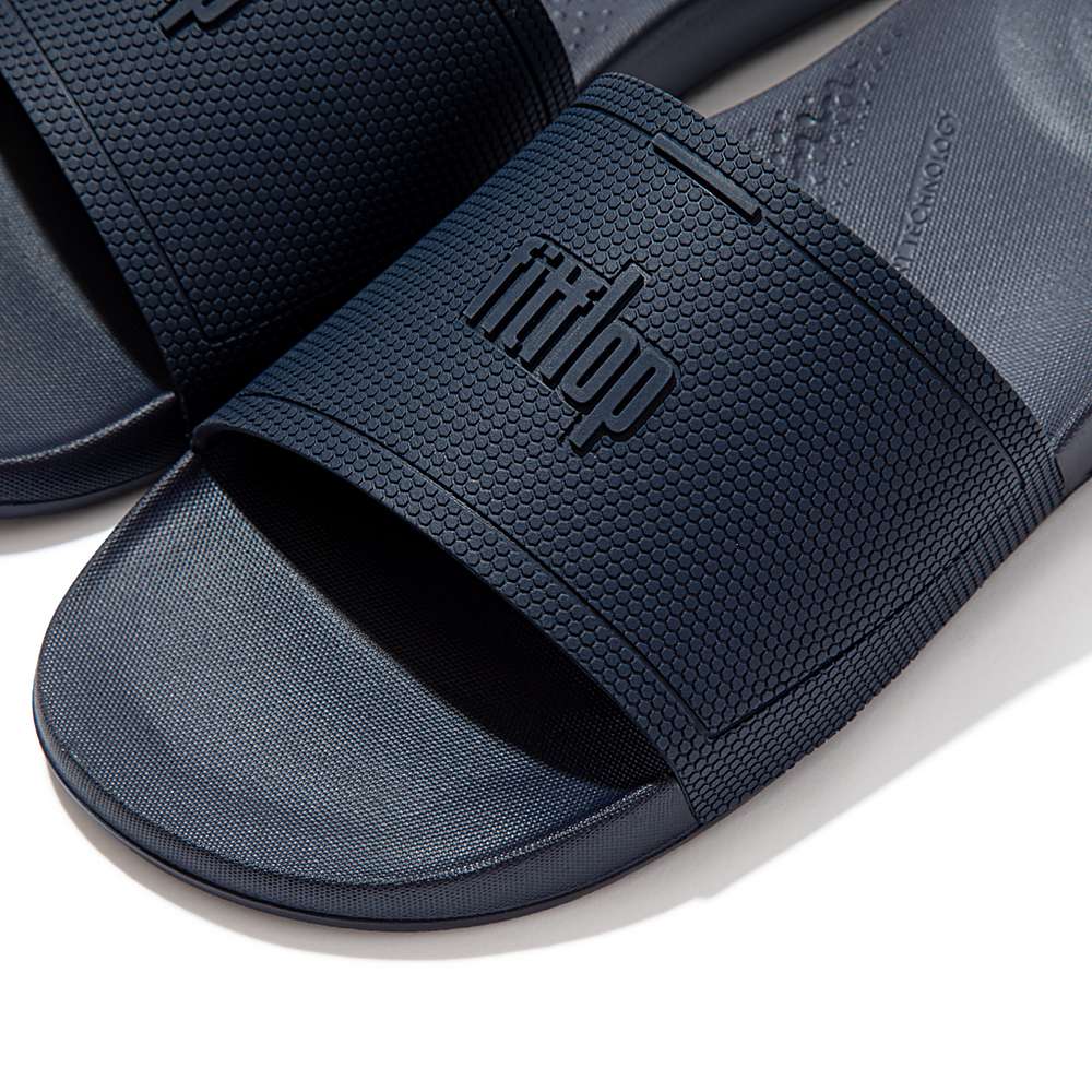 Navy Men's Fitflop IQUSHION Pool Slides | QE0813294