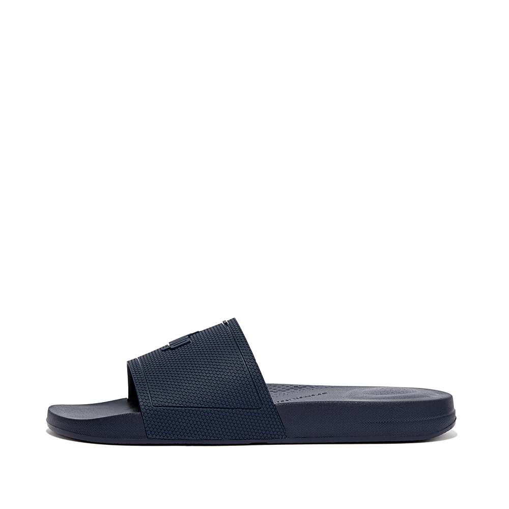 Navy Men\'s Fitflop IQUSHION Pool Slides | QE0813294