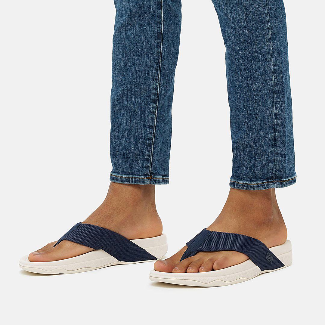 Navy Men's Fitflop SURFER Toe-Post Sandals | BX9068314