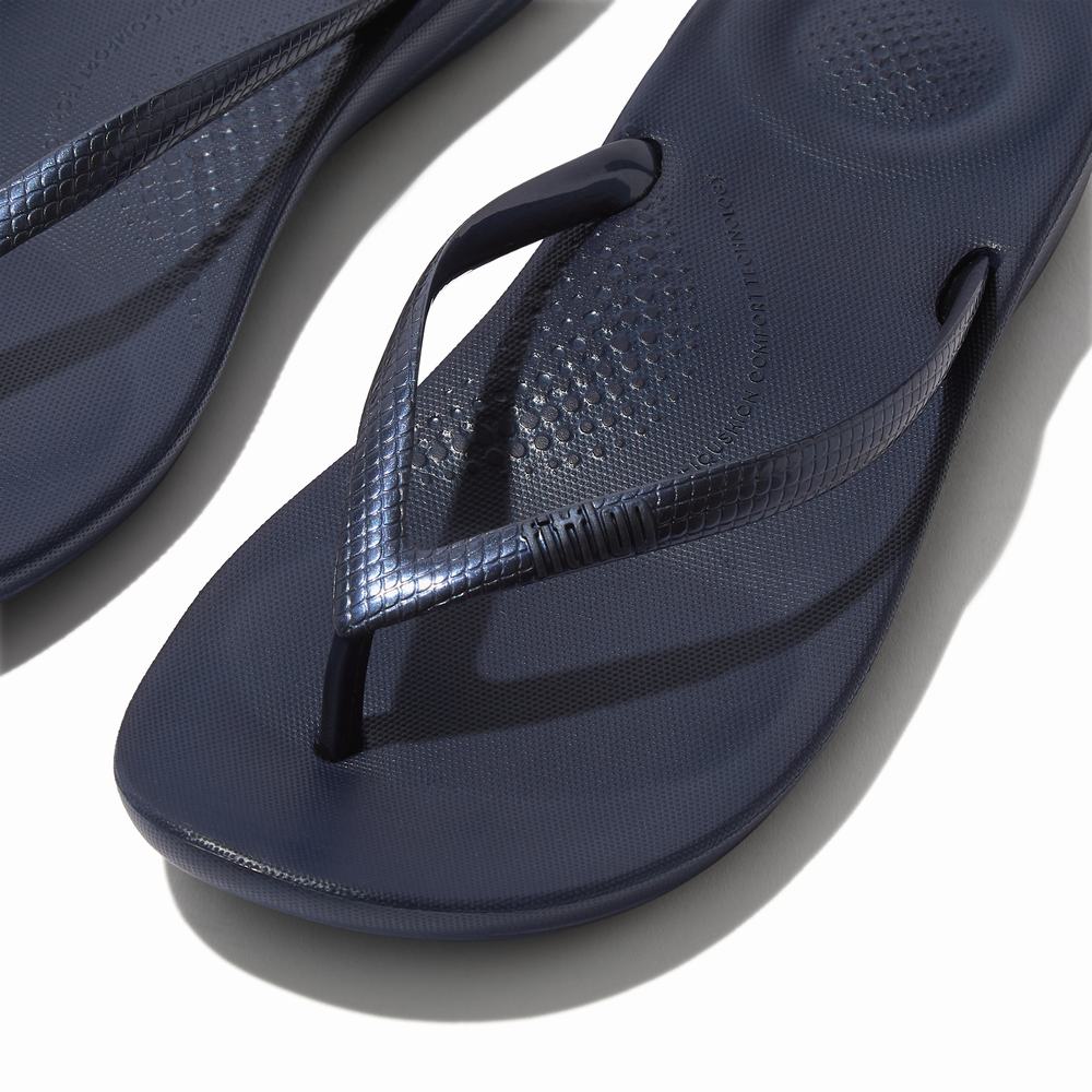 Navy Women's Fitflop IQUSHION Ergonomic Flip Flops | VF0476892