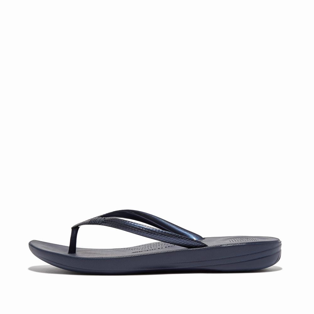 Navy Women\'s Fitflop IQUSHION Ergonomic Flip Flops | VF0476892