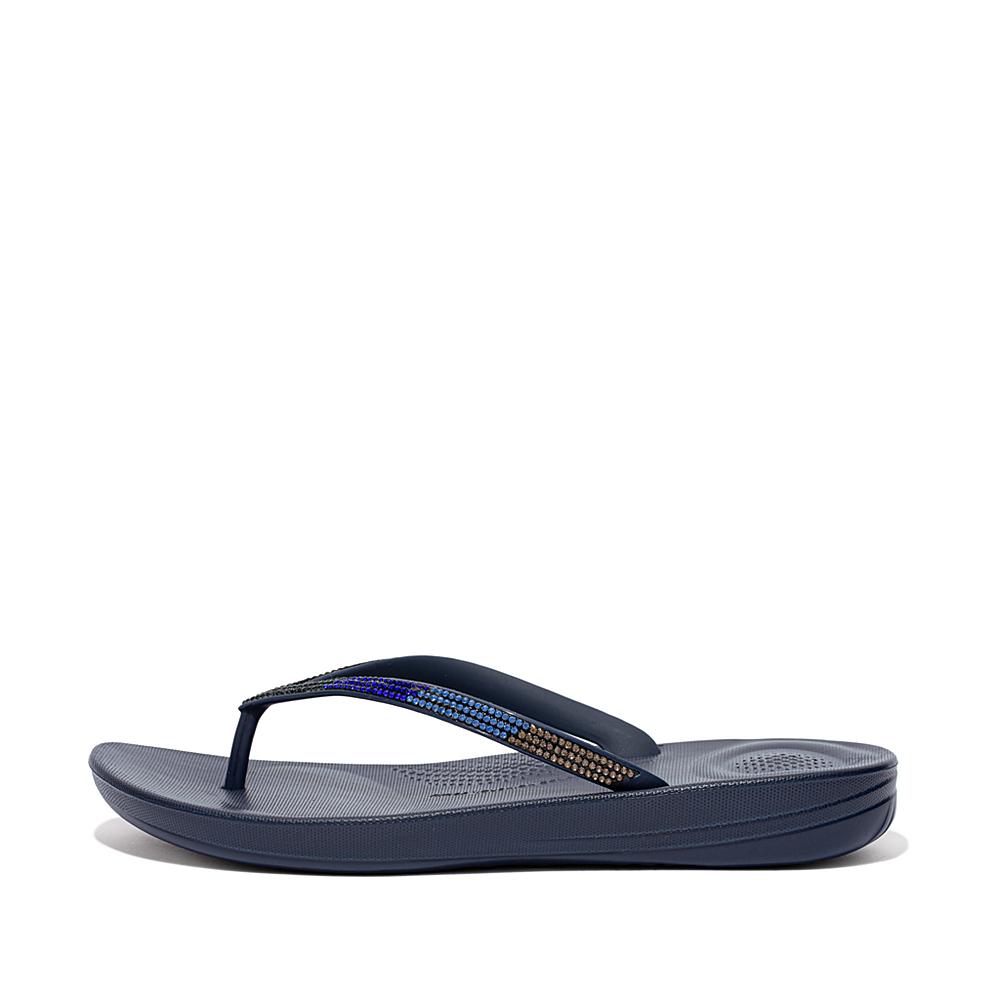 Navy Women\'s Fitflop IQUSHION Ombre Sparkle Flip Flops | QX2314907