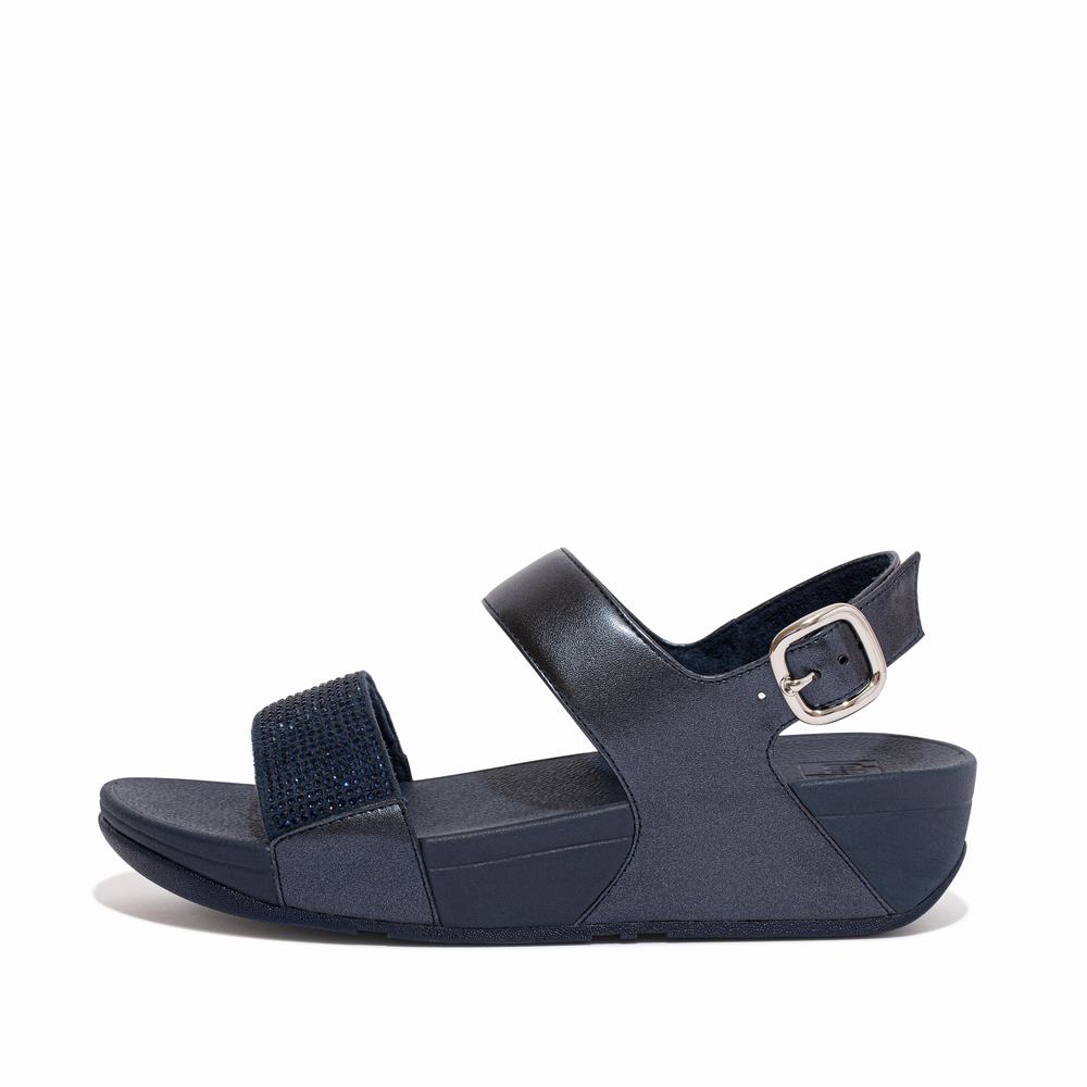 Navy Women\'s Fitflop LULU Crystal Back-Strap Sandals | TH5602387